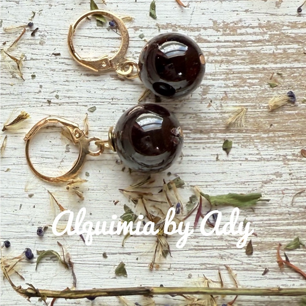 Boho+ deep red garnet and gold earrings